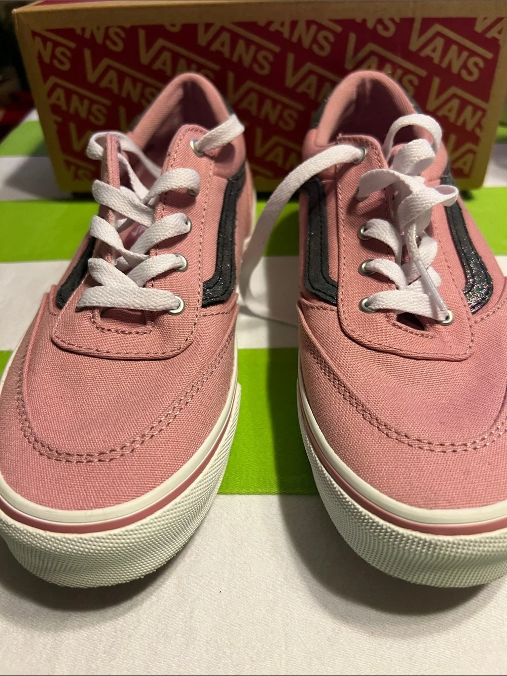 Vans Dusty Pink Canvas Skate Shoe with Black Side Stripe